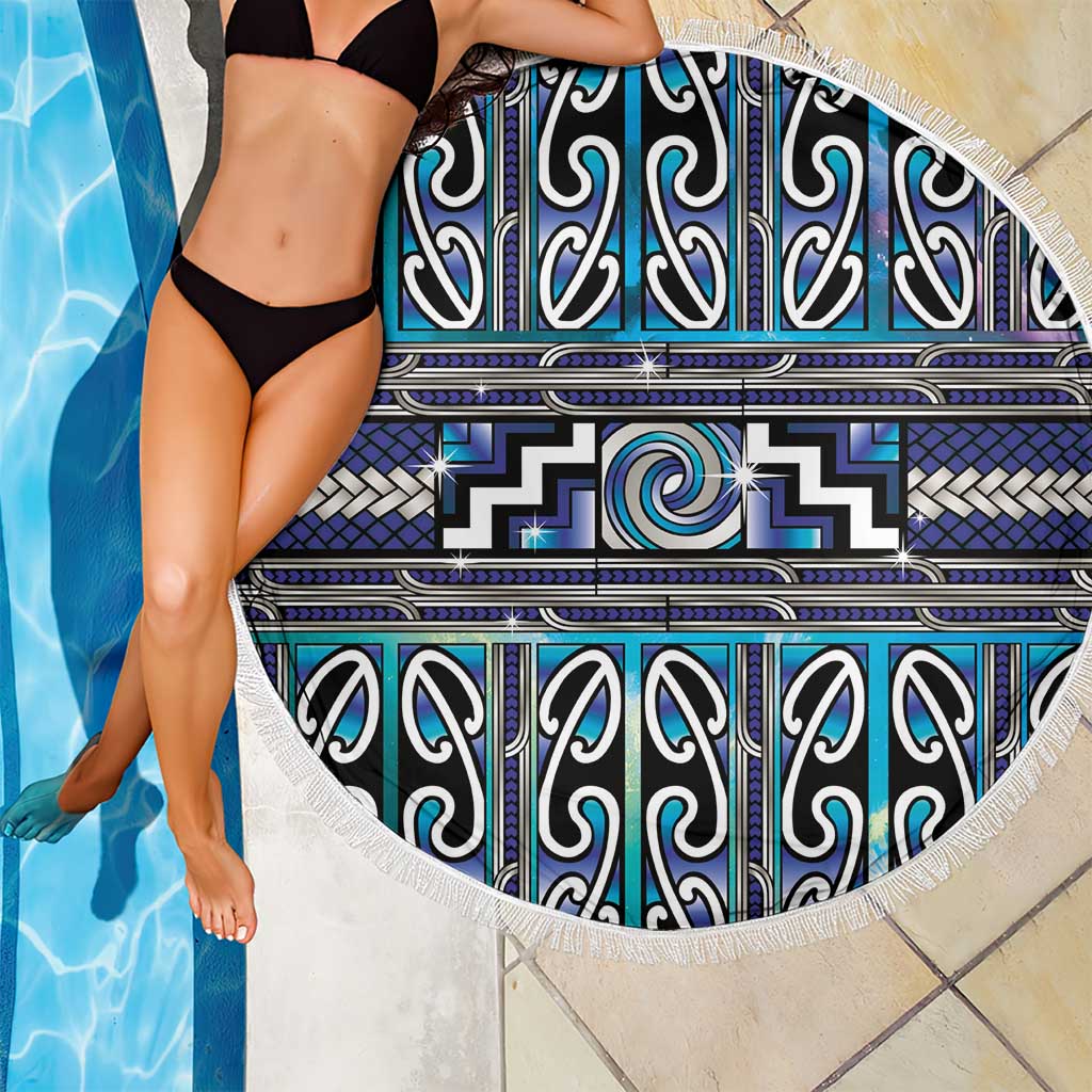 Maori Matariki Beach Blanket Blue Galaxy Aesthetic Koru Art LT01 - Polynesian Pride