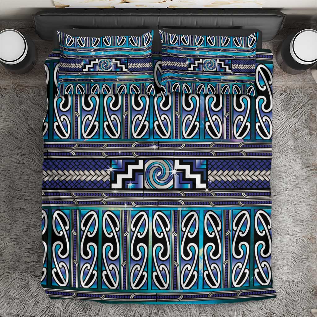 Maori Matariki Bedding Set Blue Galaxy Aesthetic Koru Art LT01 Blue - Polynesian Pride