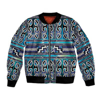 Maori Matariki Bomber Jacket Blue Galaxy Aesthetic Koru Art LT01 Unisex Blue - Polynesian Pride