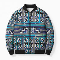 Maori Matariki Bomber Puffer Jacket Blue Galaxy Aesthetic Koru Art