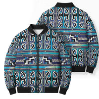 Maori Matariki Bomber Puffer Jacket Blue Galaxy Aesthetic Koru Art