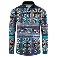 Maori Matariki Button Sweatshirt Blue Galaxy Aesthetic Koru Art LT01 Blue - Polynesian Pride
