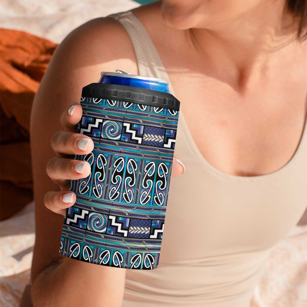 Maori Matariki 4 in 1 Can Cooler Tumbler Blue Galaxy Aesthetic Koru Art