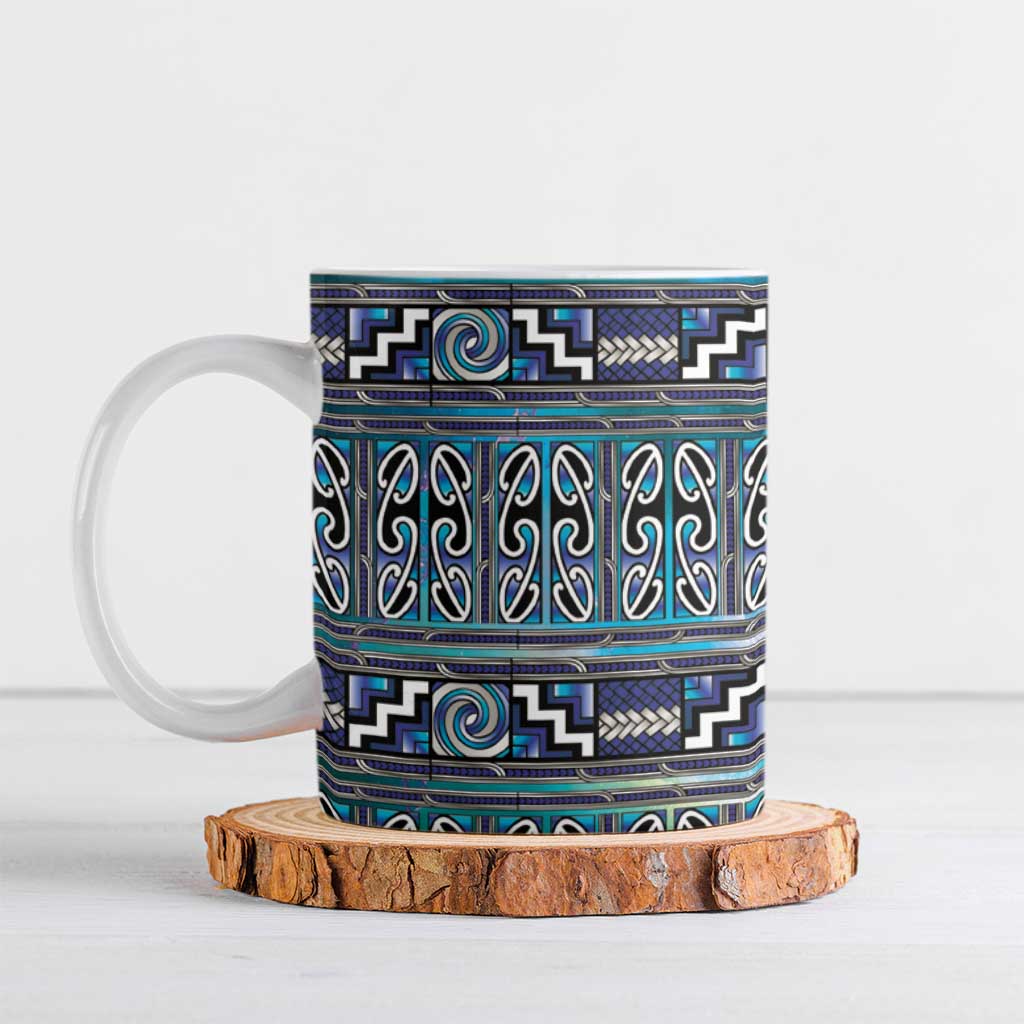 Maori Matariki Ceramic Mug Blue Galaxy Aesthetic Koru Art