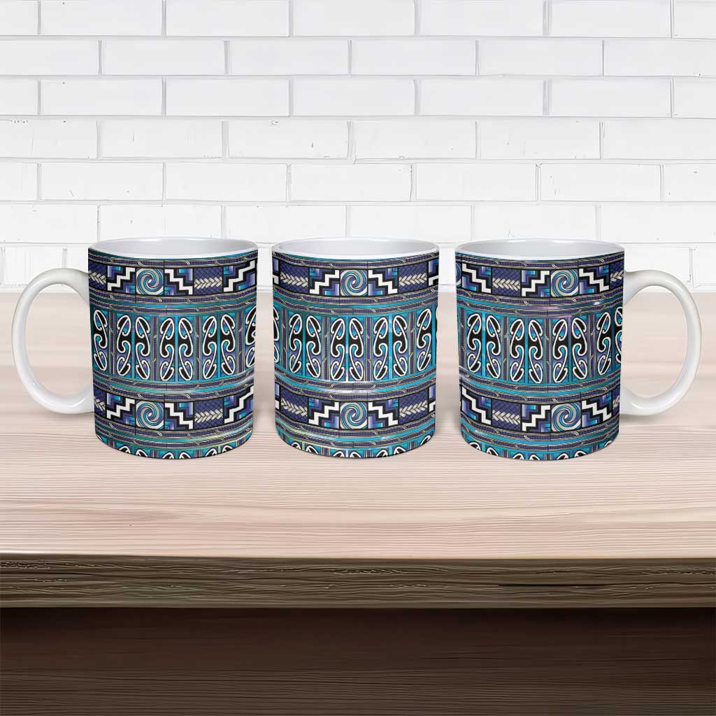 Maori Matariki Ceramic Mug Blue Galaxy Aesthetic Koru Art