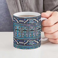 Maori Matariki Ceramic Mug Blue Galaxy Aesthetic Koru Art
