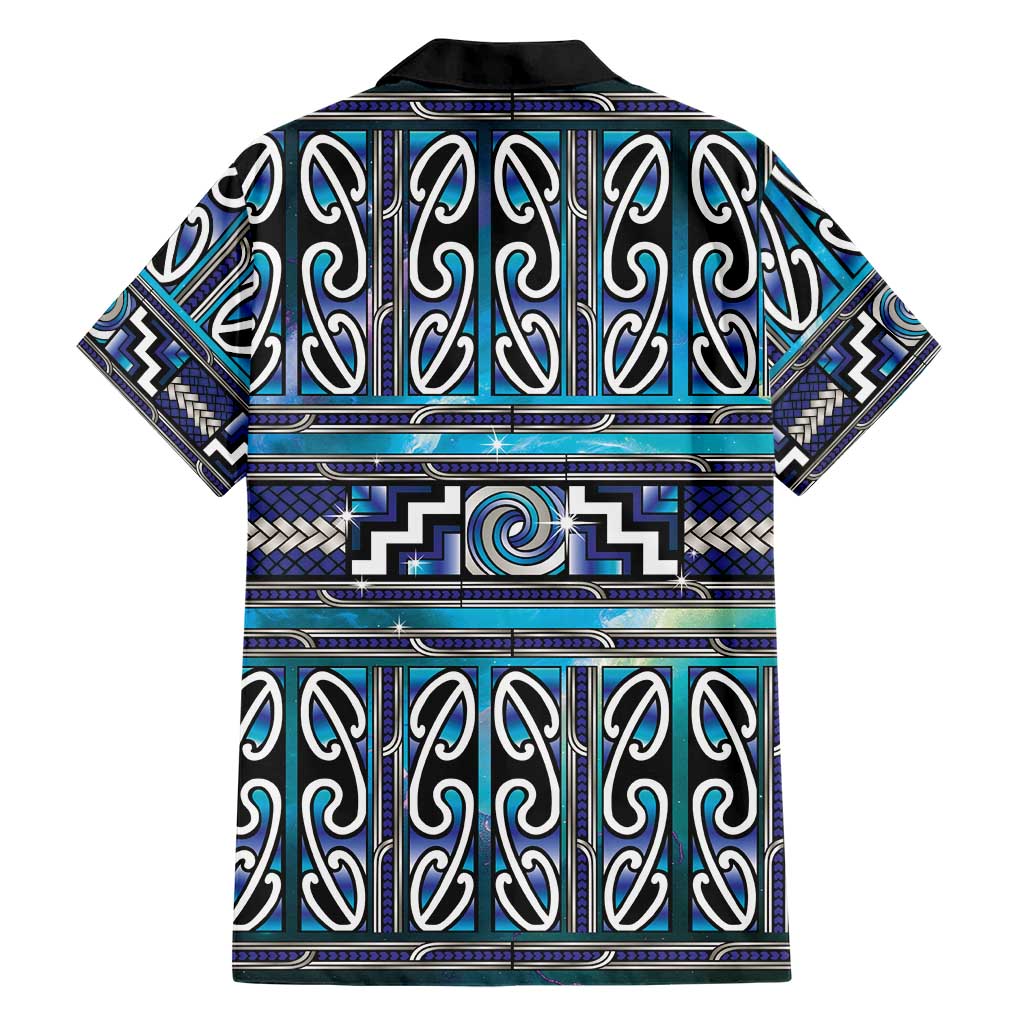 Maori Matariki Family Matching Off Shoulder Maxi Dress and Hawaiian Shirt Blue Galaxy Aesthetic Koru Art