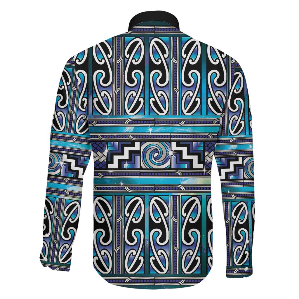 Maori Matariki Family Matching Off Shoulder Maxi Dress and Hawaiian Shirt Blue Galaxy Aesthetic Koru Art