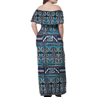 Maori Matariki Family Matching Off Shoulder Maxi Dress and Hawaiian Shirt Blue Galaxy Aesthetic Koru Art