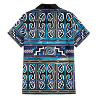 Maori Matariki Family Matching Off Shoulder Short Dress and Hawaiian Shirt Blue Galaxy Aesthetic Koru Art