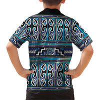 Maori Matariki Family Matching Puletasi and Hawaiian Shirt Blue Galaxy Aesthetic Koru Art