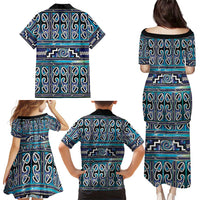 Maori Matariki Family Matching Puletasi and Hawaiian Shirt Blue Galaxy Aesthetic Koru Art