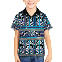 Maori Matariki Family Matching Puletasi and Hawaiian Shirt Blue Galaxy Aesthetic Koru Art