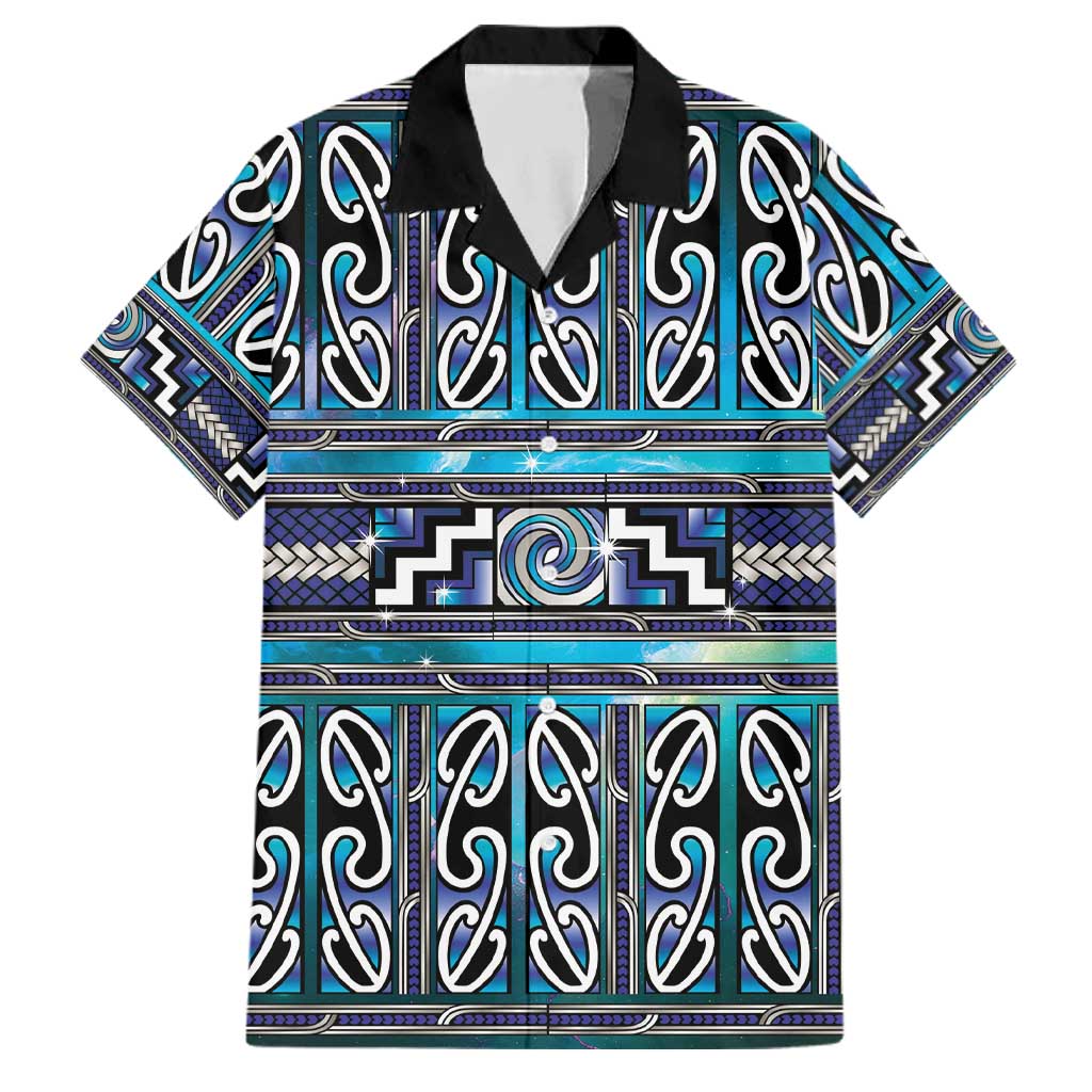 Maori Matariki Family Matching Summer Maxi Dress and Hawaiian Shirt Blue Galaxy Aesthetic Koru Art