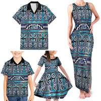 Maori Matariki Family Matching Tank Maxi Dress and Hawaiian Shirt Blue Galaxy Aesthetic Koru Art