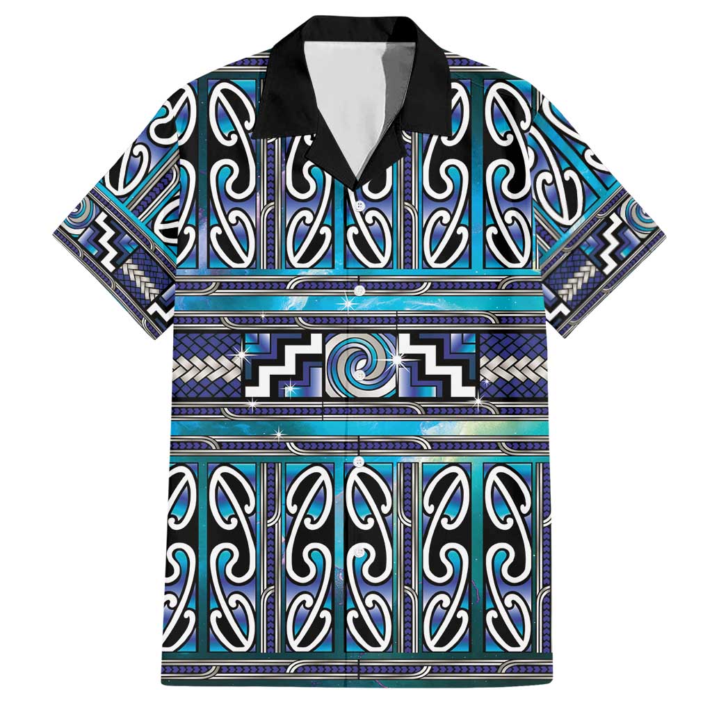 Maori Matariki Hawaiian Shirt Blue Galaxy Aesthetic Koru Art