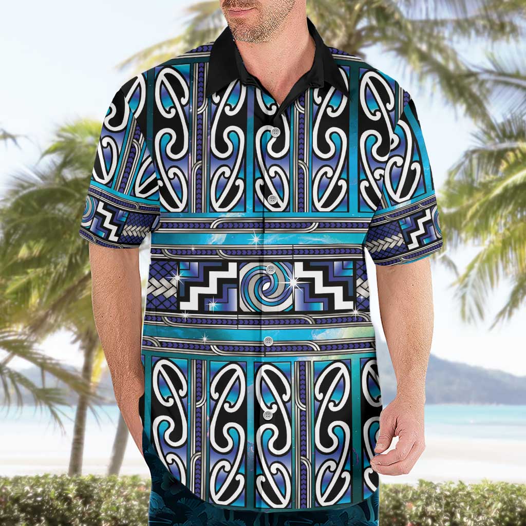 Maori Matariki Hawaiian Shirt Blue Galaxy Aesthetic Koru Art