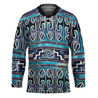 Maori Matariki Hockey Jersey Blue Galaxy Aesthetic Koru Art