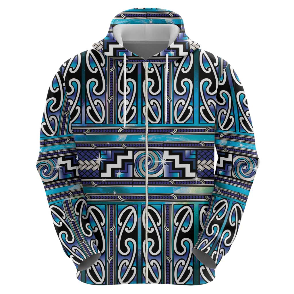 Maori Matariki Hoodie Blue Galaxy Aesthetic Koru Art LT01 - Polynesian Pride