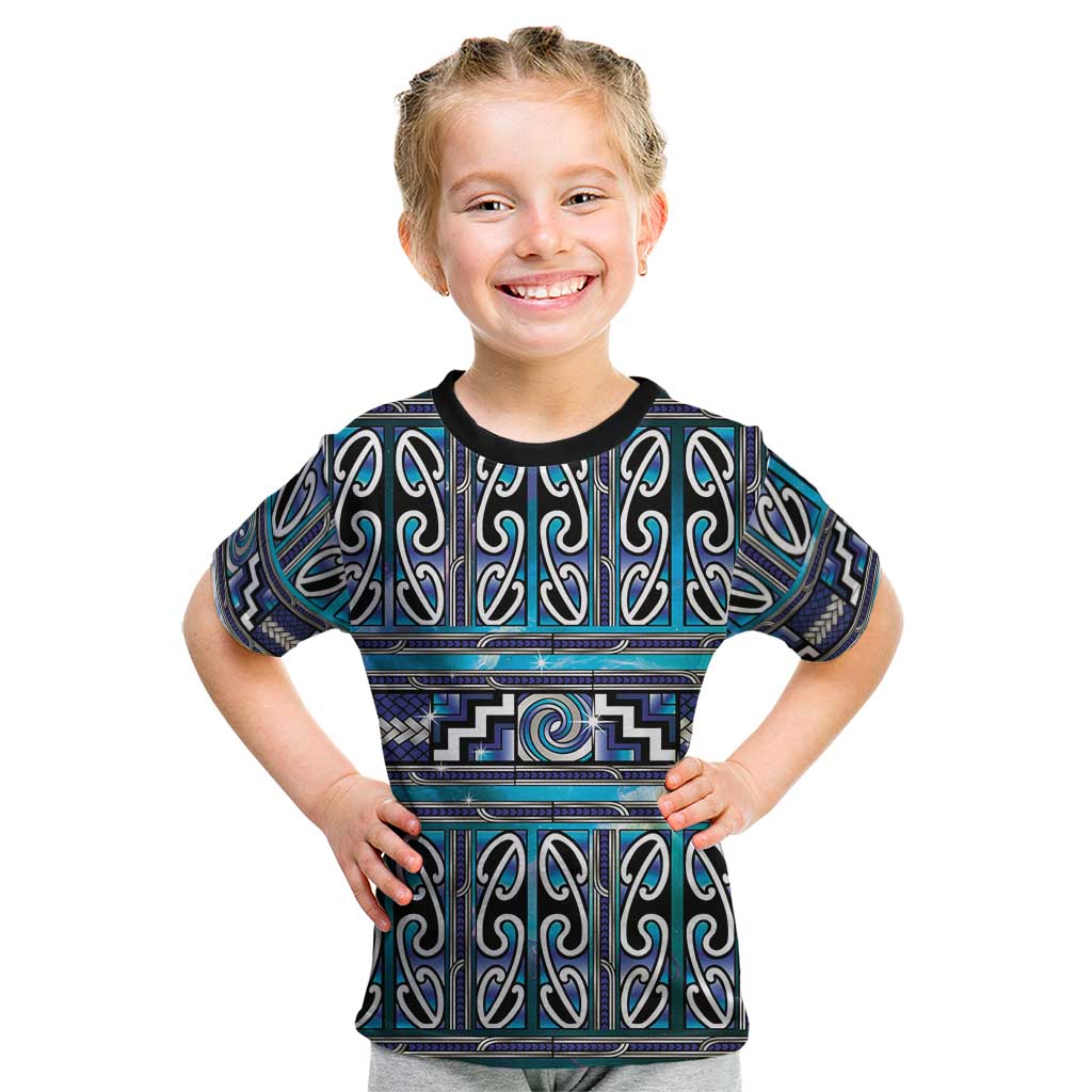 Maori Matariki Kid T Shirt Blue Galaxy Aesthetic Koru Art