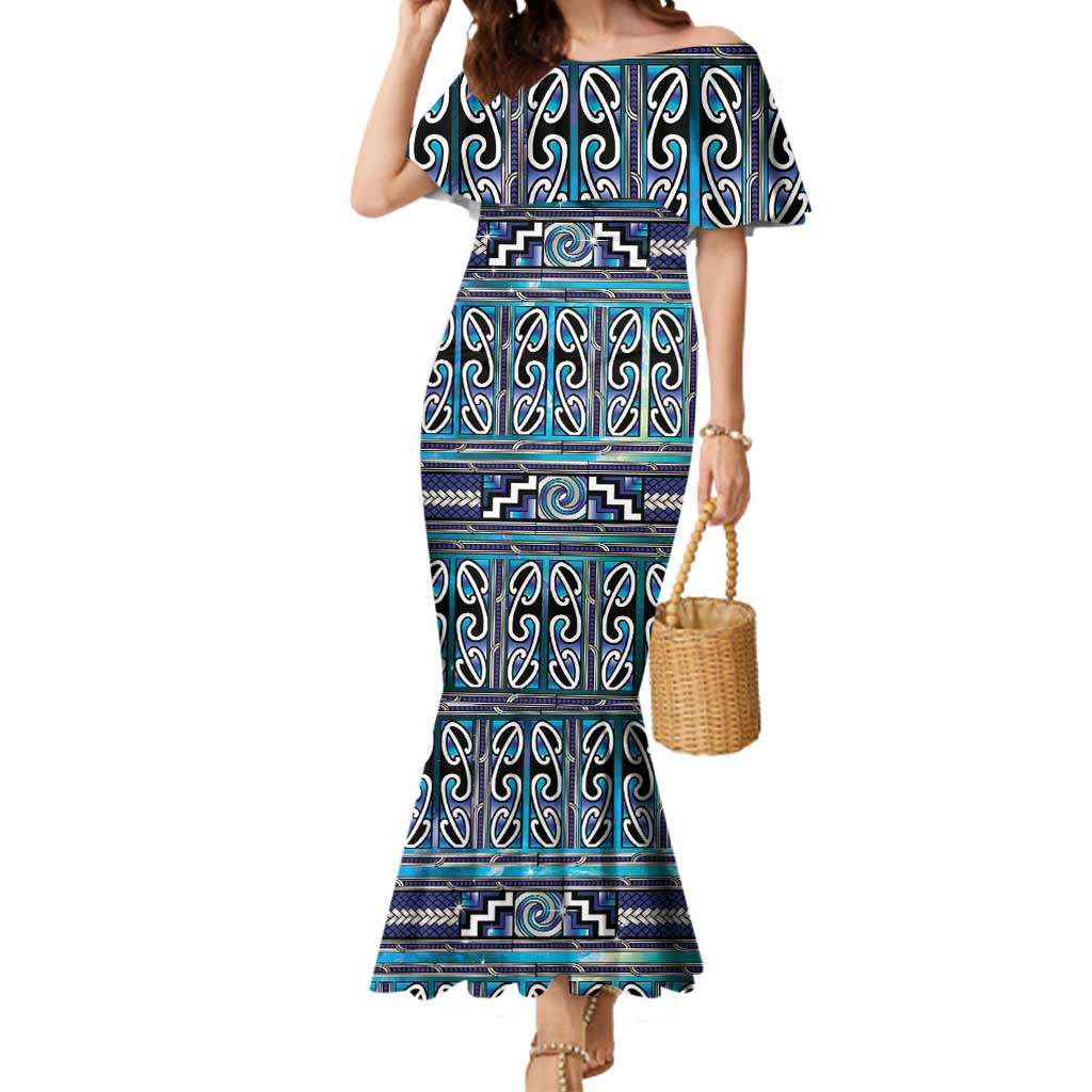 Maori Matariki Mermaid Dress Blue Galaxy Aesthetic Koru Art LT01 Women Blue - Polynesian Pride