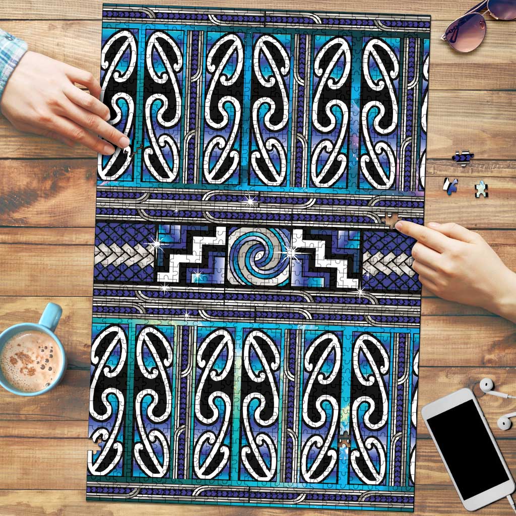 Maori Matariki Puzzle Blue Galaxy Aesthetic Koru Art