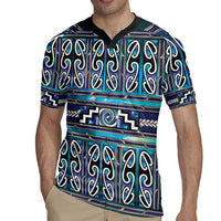 Maori Matariki Rugby Jersey Blue Galaxy Aesthetic Koru Art