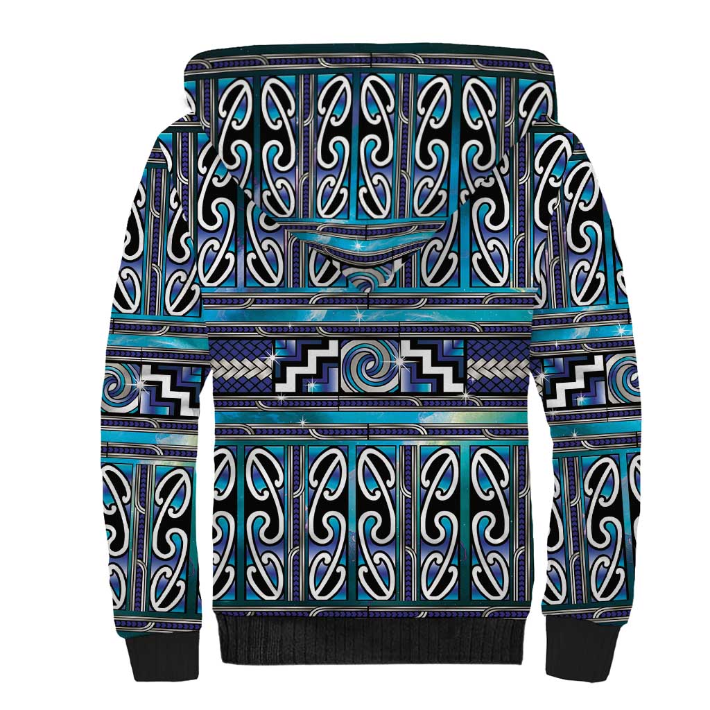 Maori Matariki Sherpa Hoodie Blue Galaxy Aesthetic Koru Art