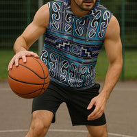 Maori Matariki Sleeveless Hoodie Blue Galaxy Aesthetic Koru Art