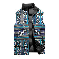 Maori Matariki Sleeveless Puffer Jacket Blue Galaxy Aesthetic Koru Art