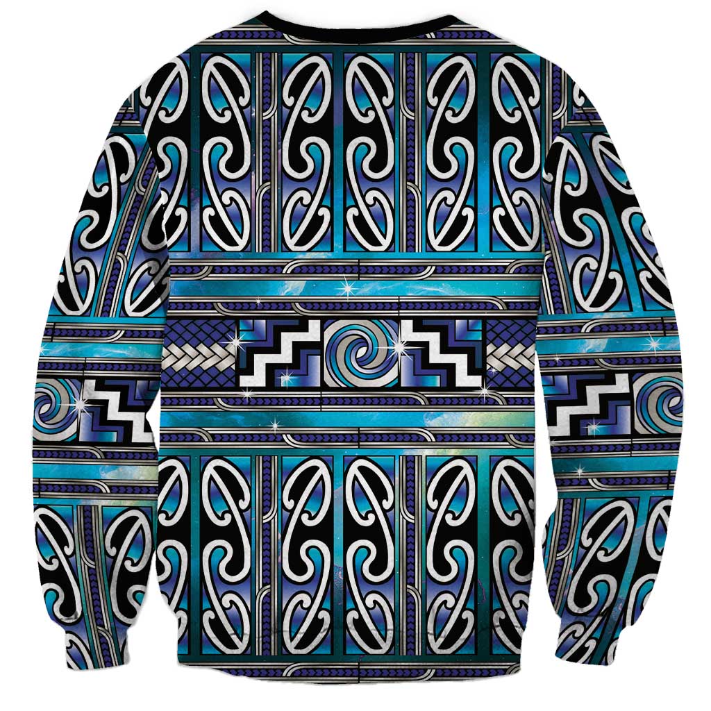 Maori Matariki Sweatshirt Blue Galaxy Aesthetic Koru Art LT01 - Polynesian Pride