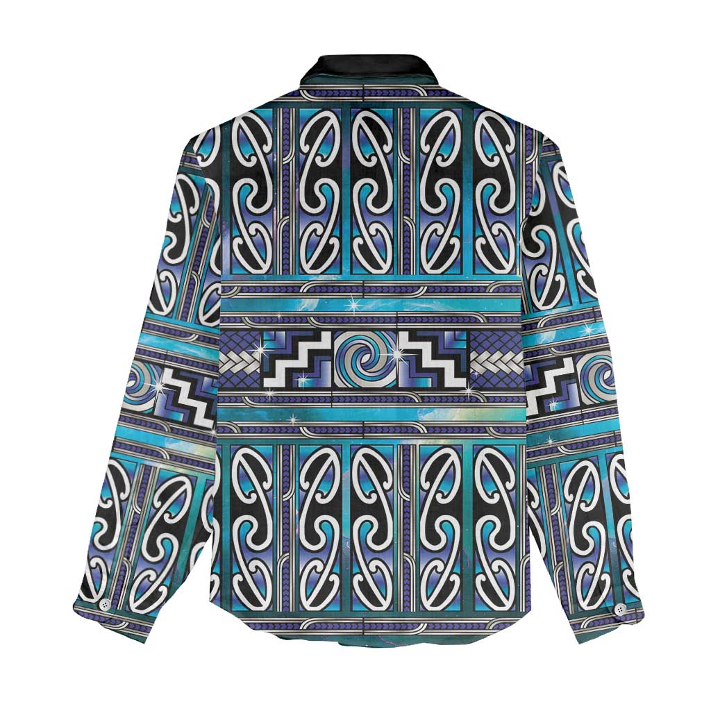 Maori Matariki Women Casual Shirt Blue Galaxy Aesthetic Koru Art