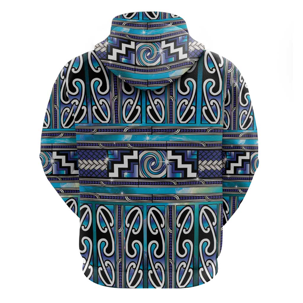 Maori Matariki Zip Hoodie Blue Galaxy Aesthetic Koru Art LT01 - Polynesian Pride