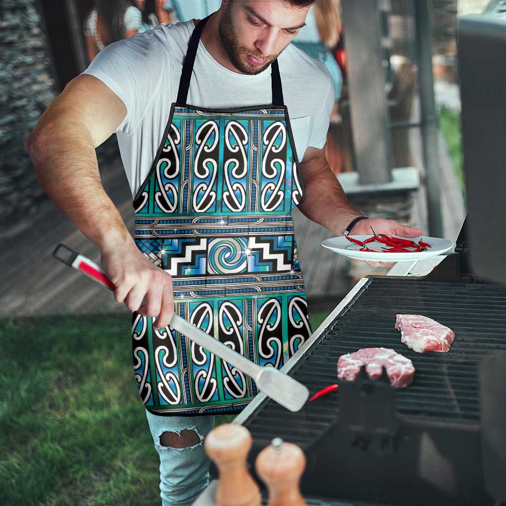 Maori Matariki Apron Green Galaxy Aesthetic Koru Art LT01 - Polynesian Pride