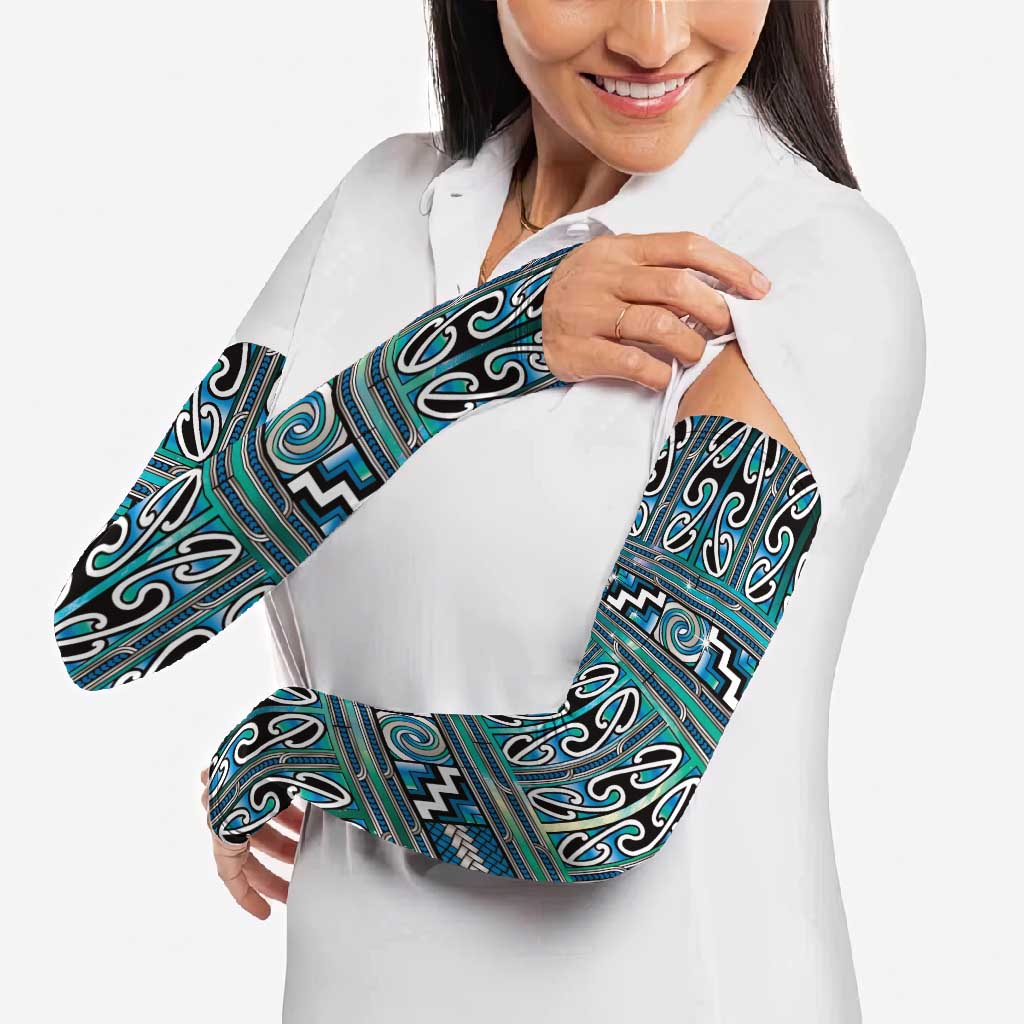 Maori Matariki Arm Sleeves Green Galaxy Aesthetic Koru Art LT01 - Polynesian Pride