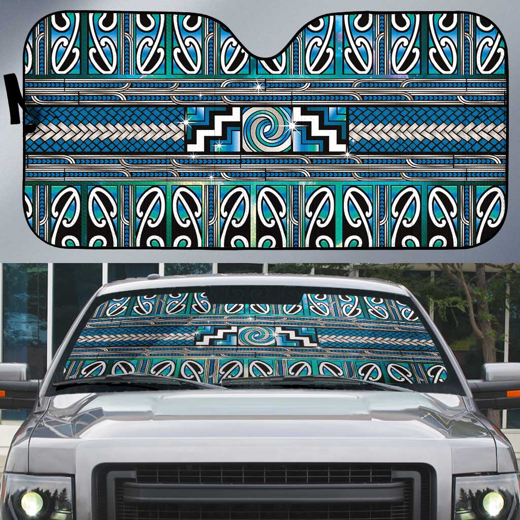 Maori Matariki Auto Sun Shade Green Galaxy Aesthetic Koru Art