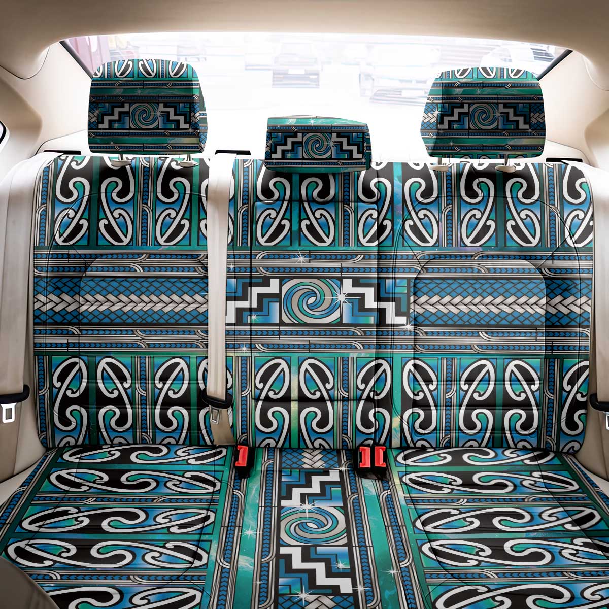 Maori Matariki Back Car Seat Cover Green Galaxy Aesthetic Koru Art
