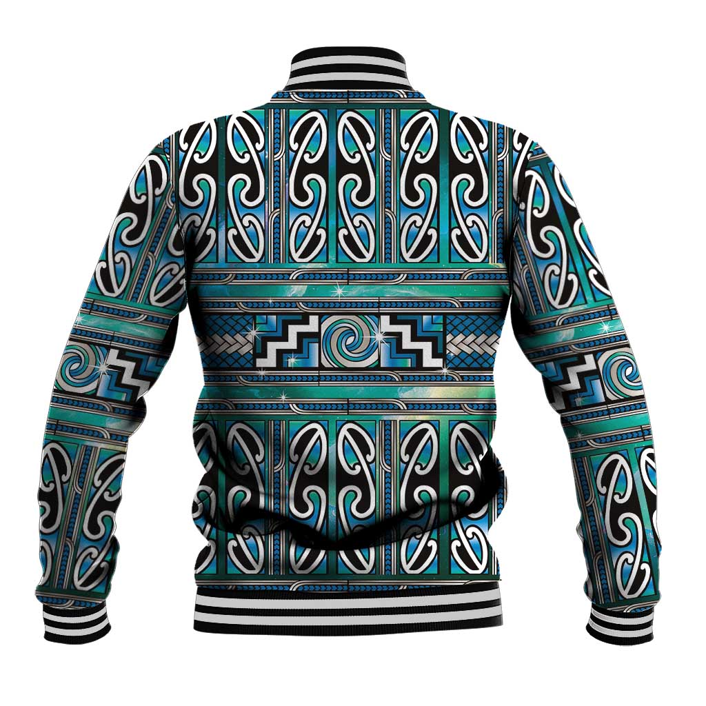 Maori Matariki Baseball Jacket Green Galaxy Aesthetic Koru Art