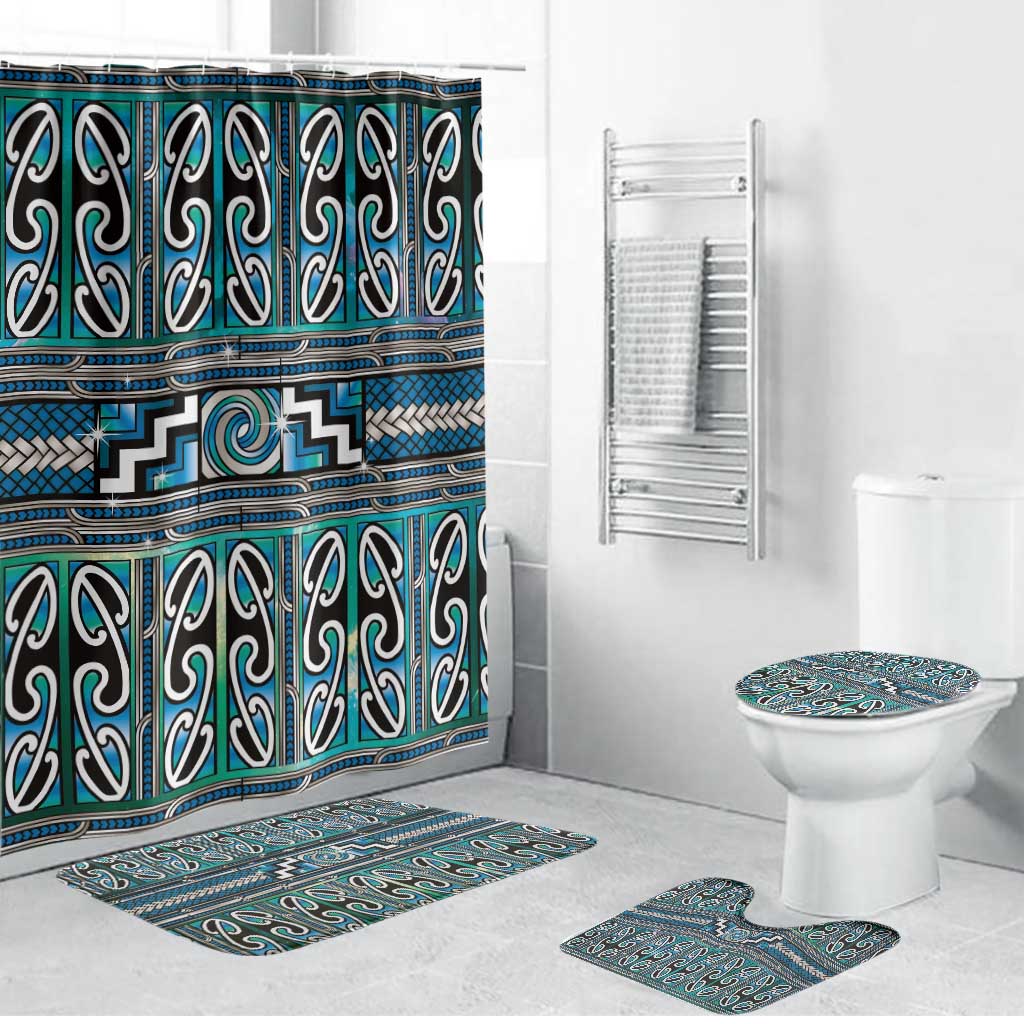 Maori Matariki Bathroom Set Green Galaxy Aesthetic Koru Art LT01 Bathroom Set (4 pcs) Green - Polynesian Pride