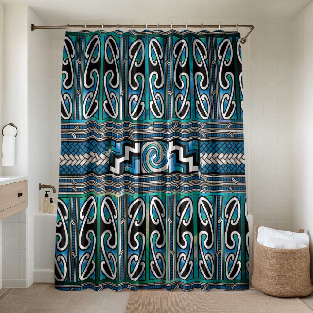 Maori Matariki Bathroom Set Green Galaxy Aesthetic Koru Art LT01 Shower Curtain Only Green - Polynesian Pride