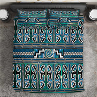 Maori Matariki Bedding Set Green Galaxy Aesthetic Koru Art