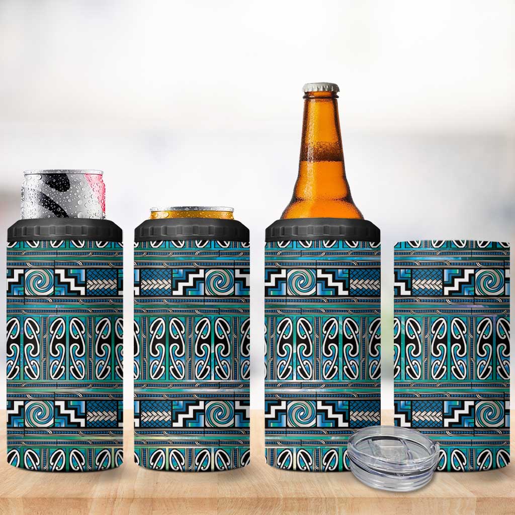 Maori Matariki 4 in 1 Can Cooler Tumbler Green Galaxy Aesthetic Koru Art LT01 - Polynesian Pride