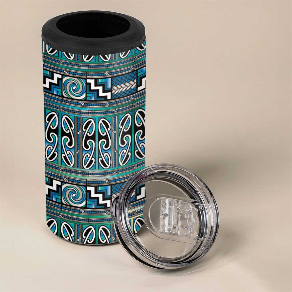 Maori Matariki 4 in 1 Can Cooler Tumbler Green Galaxy Aesthetic Koru Art LT01 - Polynesian Pride