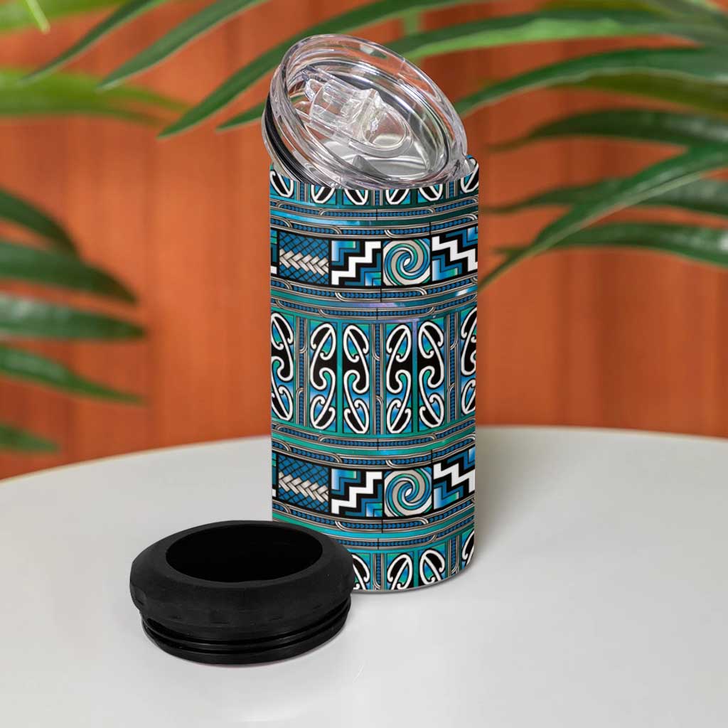 Maori Matariki 4 in 1 Can Cooler Tumbler Green Galaxy Aesthetic Koru Art LT01 - Polynesian Pride