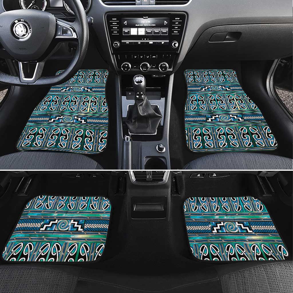 Maori Matariki Car Mats Green Galaxy Aesthetic Koru Art LT01 Set 4pcs Green - Polynesian Pride
