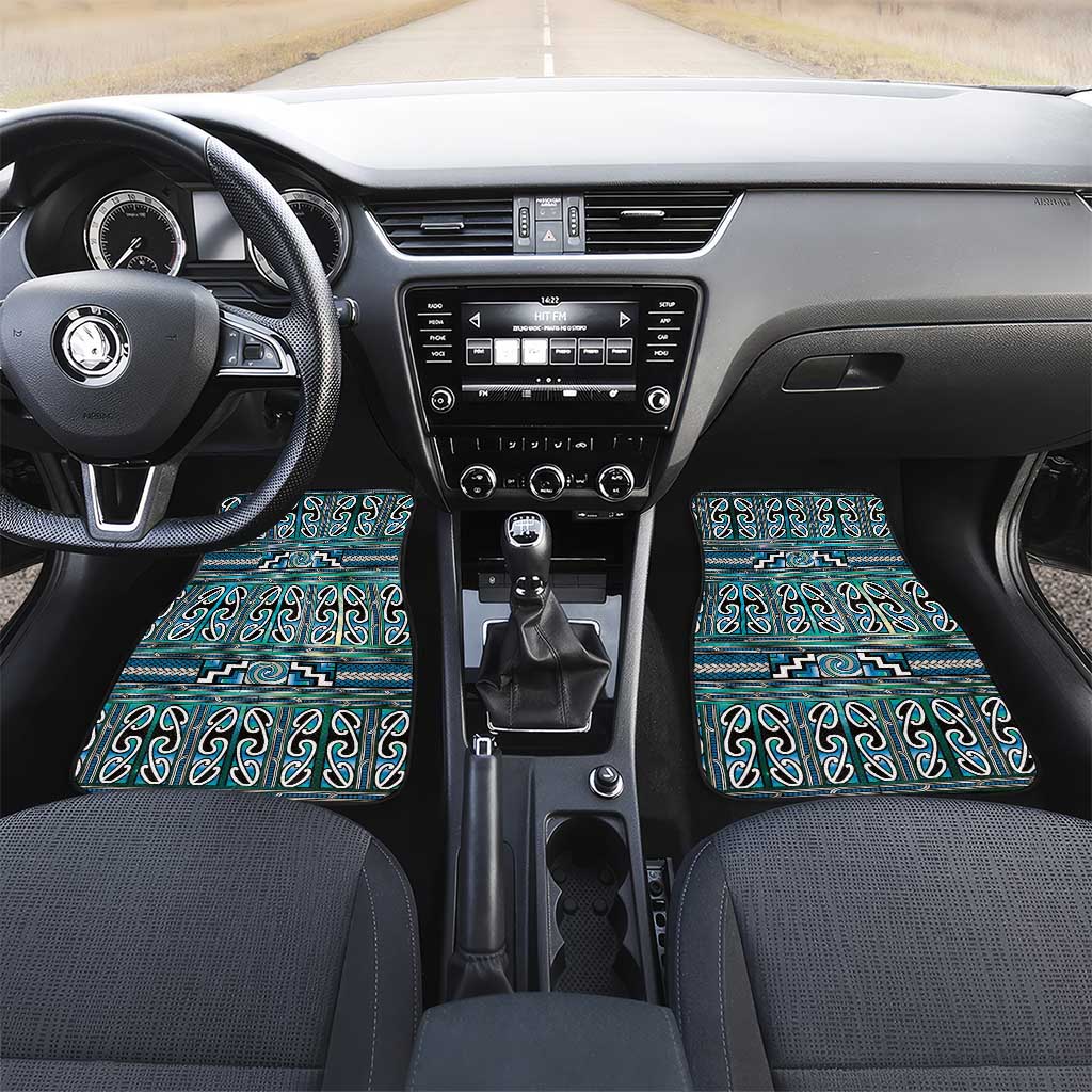 Maori Matariki Car Mats Green Galaxy Aesthetic Koru Art LT01 Set 2pcs - Front Green - Polynesian Pride