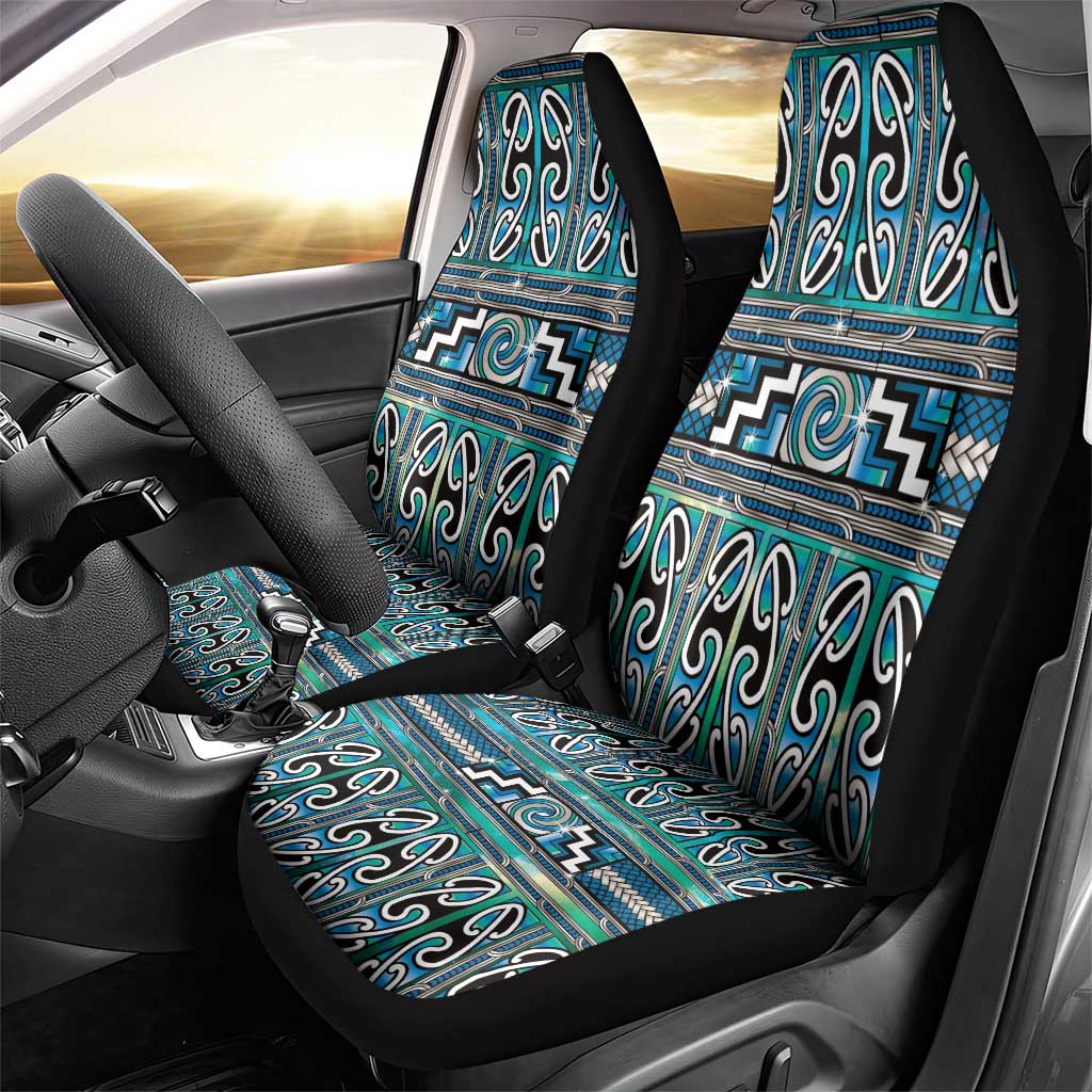 Maori Matariki Car Seat Cover Green Galaxy Aesthetic Koru Art