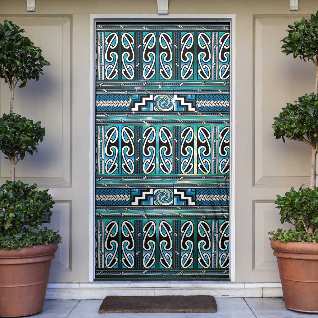 Maori Matariki Door Cover Green Galaxy Aesthetic Koru Art LT01 Green - Polynesian Pride