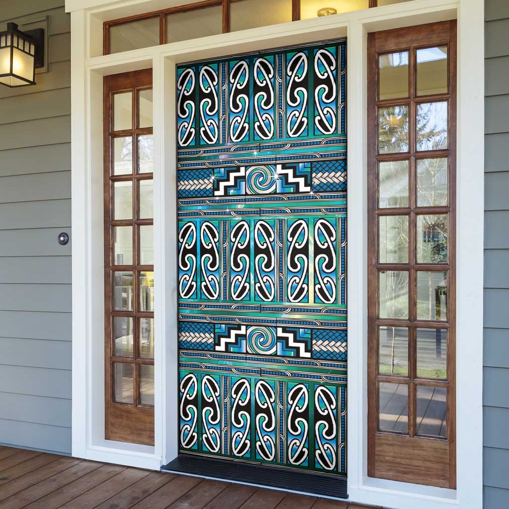 Maori Matariki Door Cover Green Galaxy Aesthetic Koru Art LT01 - Polynesian Pride