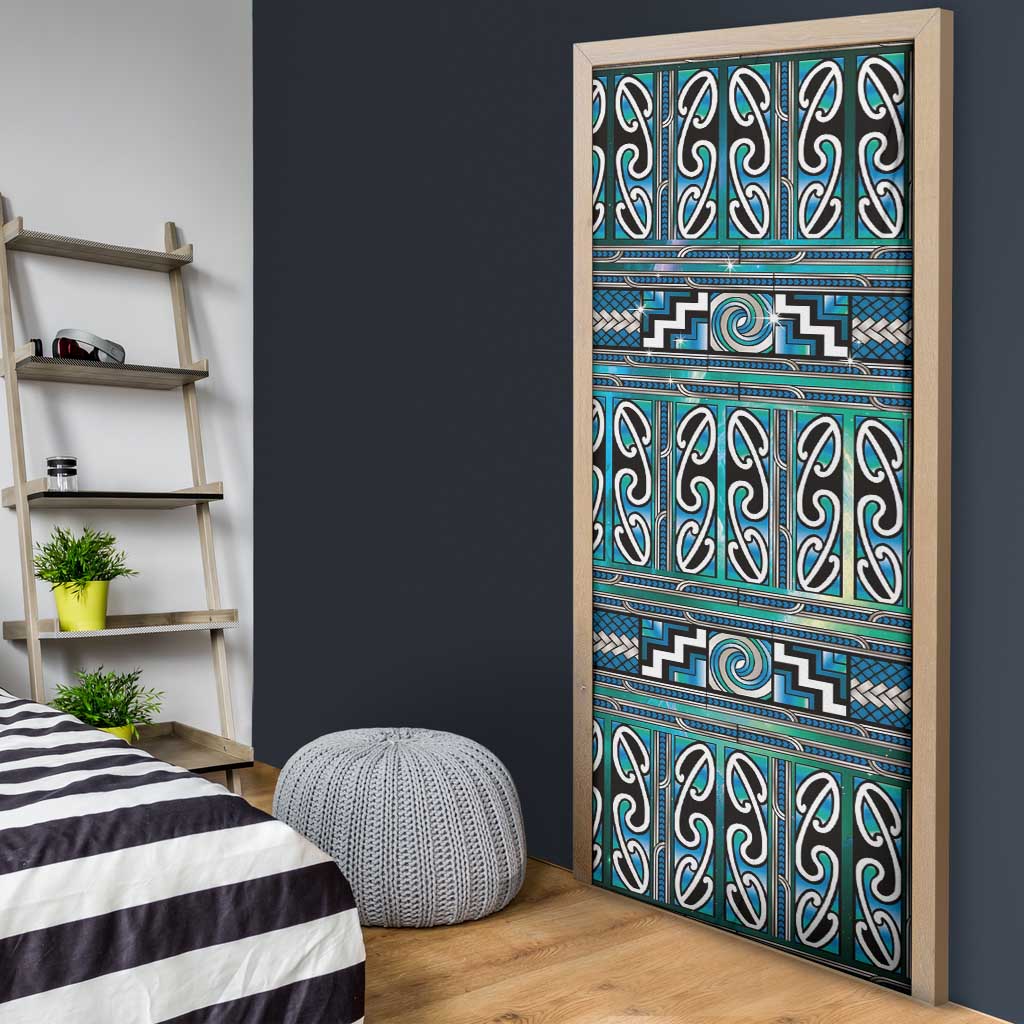 Maori Matariki Door Cover Green Galaxy Aesthetic Koru Art LT01 - Polynesian Pride